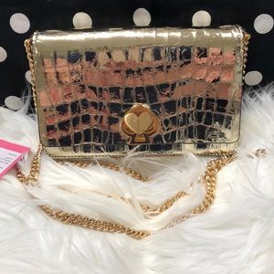 Kate Spade Romy Metallic Croc Chain Wallet